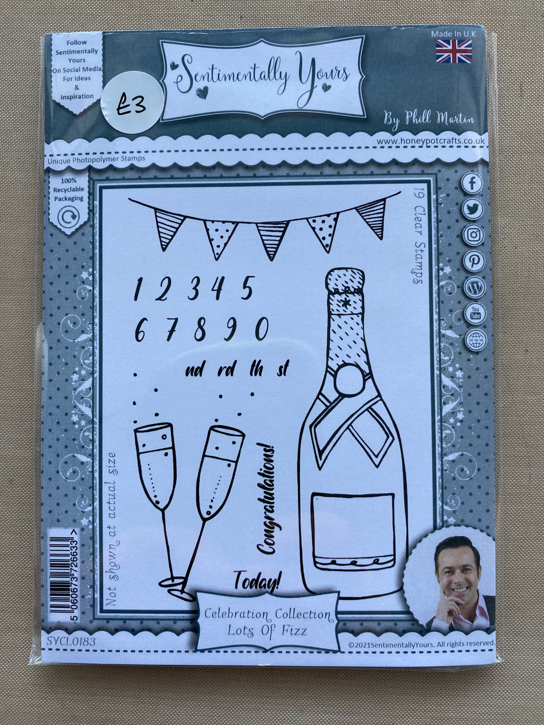 Pre-Loved : Sentimentally Yours A6 Stamp Set - Celebration Collection Lots of Fizz