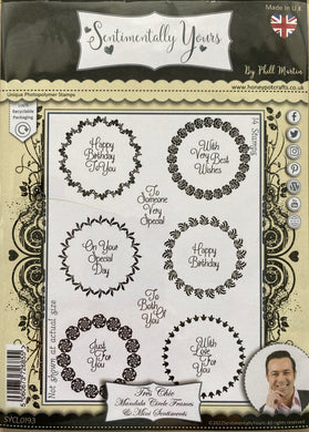 Pre-Loved - Sentimentally Yours A5 Clear Stamp Set : Tres Chic Mandala Circle Frames & Mini Sentiments