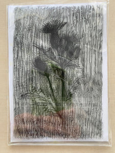 Pre-Loved : Sentimentally Yours A6 Stamp - Woodgrain Botanicals : Thistles