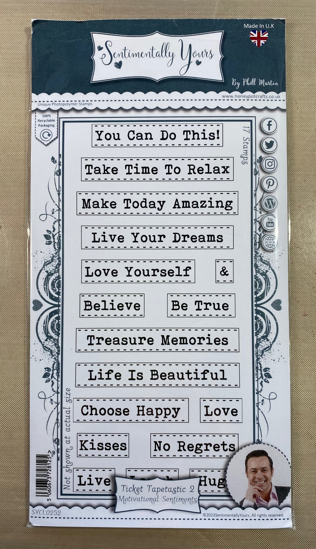 Pre-Loved : Sentimentally Yours DL Stamp Set - Ticket Tapetastic 2 : Motivational Sentiments
