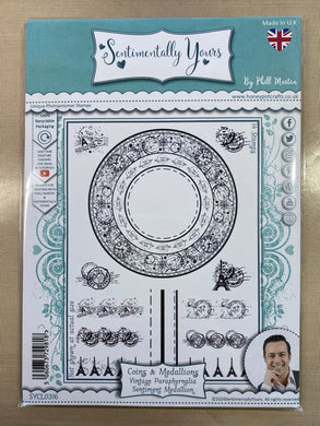Pre-Loved : Sentimentally Yours A5 Stamp Set - Coins & Medallions : Vintage Paraphernalia Sentiment Medallion