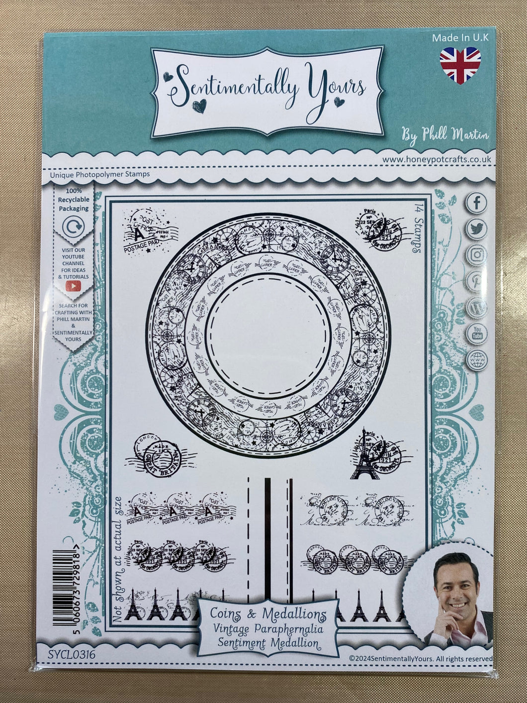 Pre-Loved : Sentimentally Yours A5 Stamp Set - Coins & Medallions : Vintage Paraphernalia Sentiment Medallion