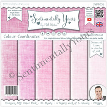 Phill Martin Sentimentally Yours Colour Coordinates 8 x 8 Paper Pack - Distressed Linen in shades of Pink