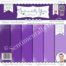 Phill Martin Sentimentally Yours Colour Coordinates 8 x 8 Paper Pack - Distressed Colour Block in shades of Purple
