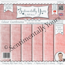 Phill Martin Sentimentally Yours Colour Coordinates 8 x 8 Paper Pack - Distressed Linen in shades of Red