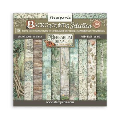 Stamperia Herbarium Silvae - 8 x 8 Backgrounds Double-Sided Paper Pad