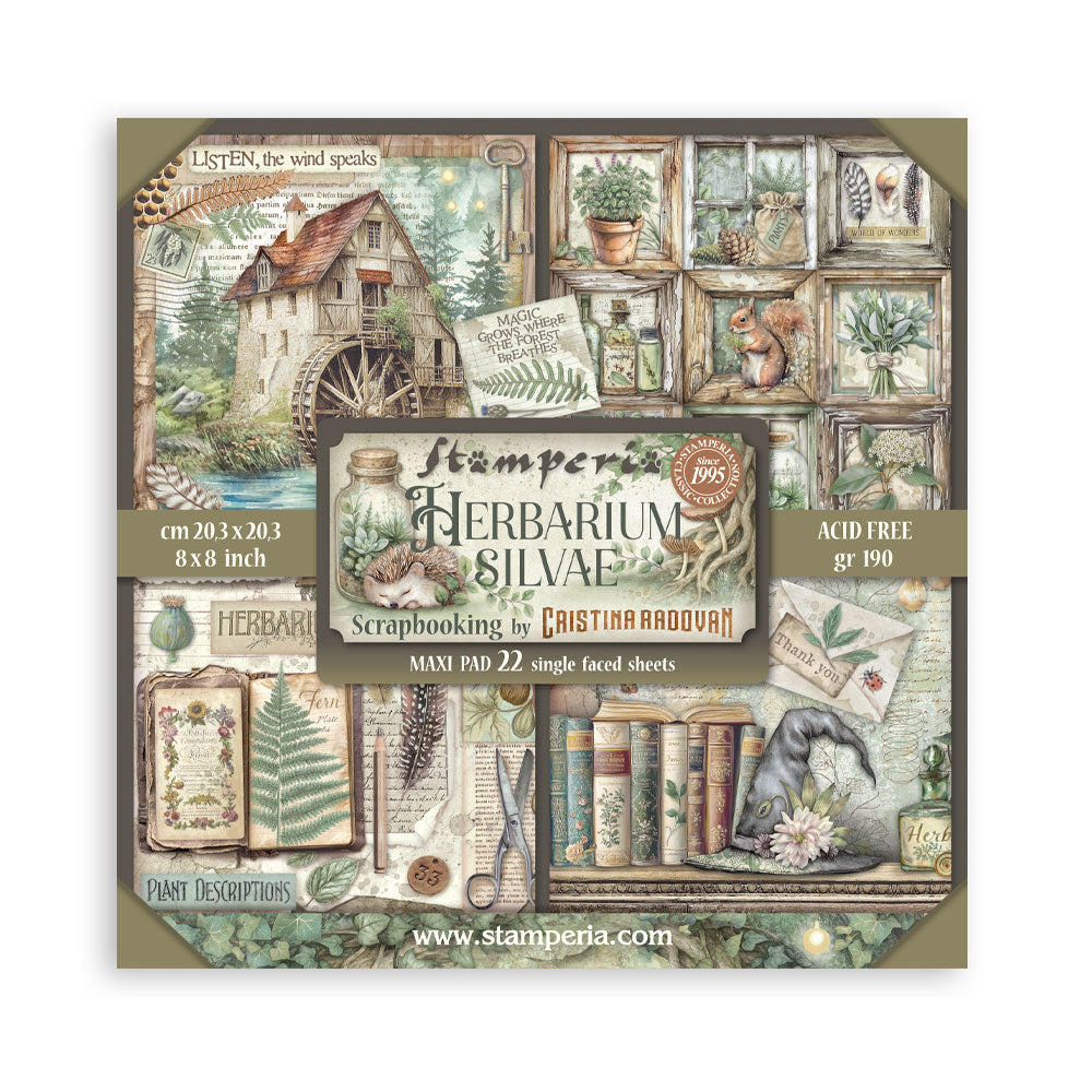 Stamperia Herbarium Silvae - 8 x 8 Single-Sided Paper Pad