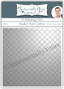 Phill Martin Sentimentally Yours 3D Embossing Folder - Beaded Heart Lattice