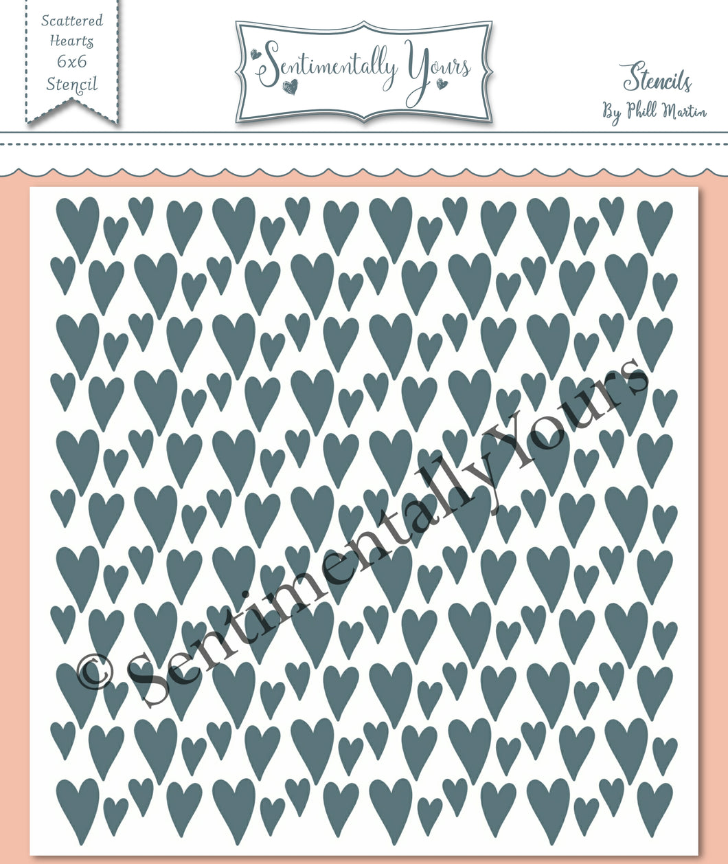 Sentimentally Yours 6 x 6 Stencil : Scattered Hearts