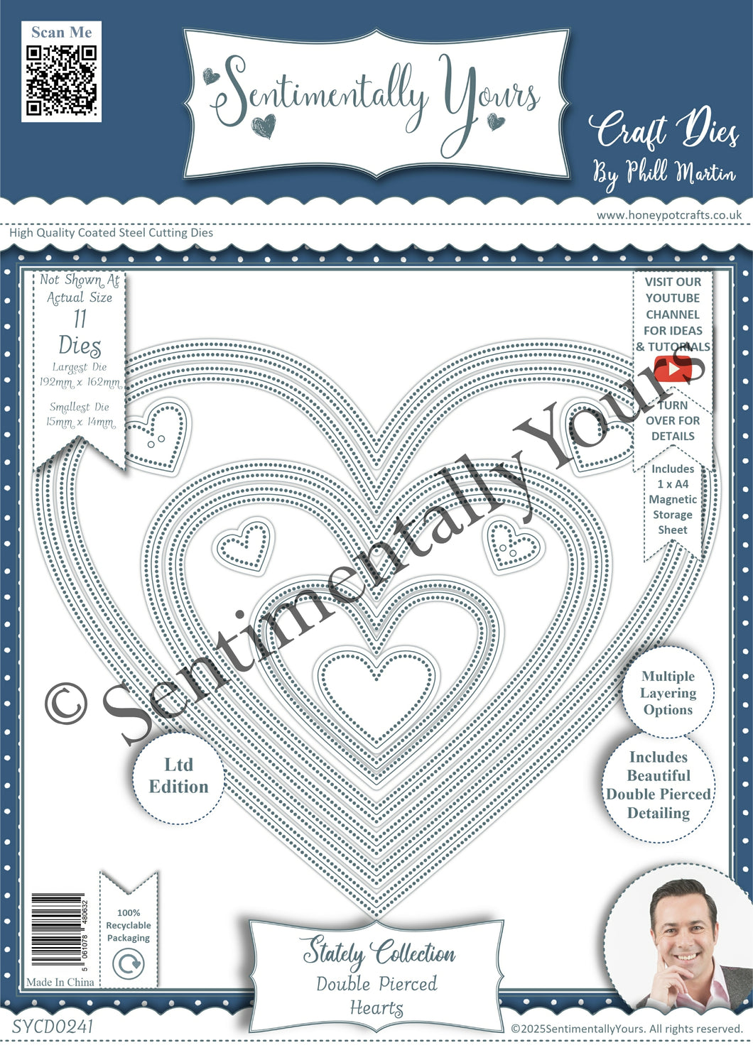 Phill Martin Sentimentally Yours Stately Collection - Double Pierced Hearts