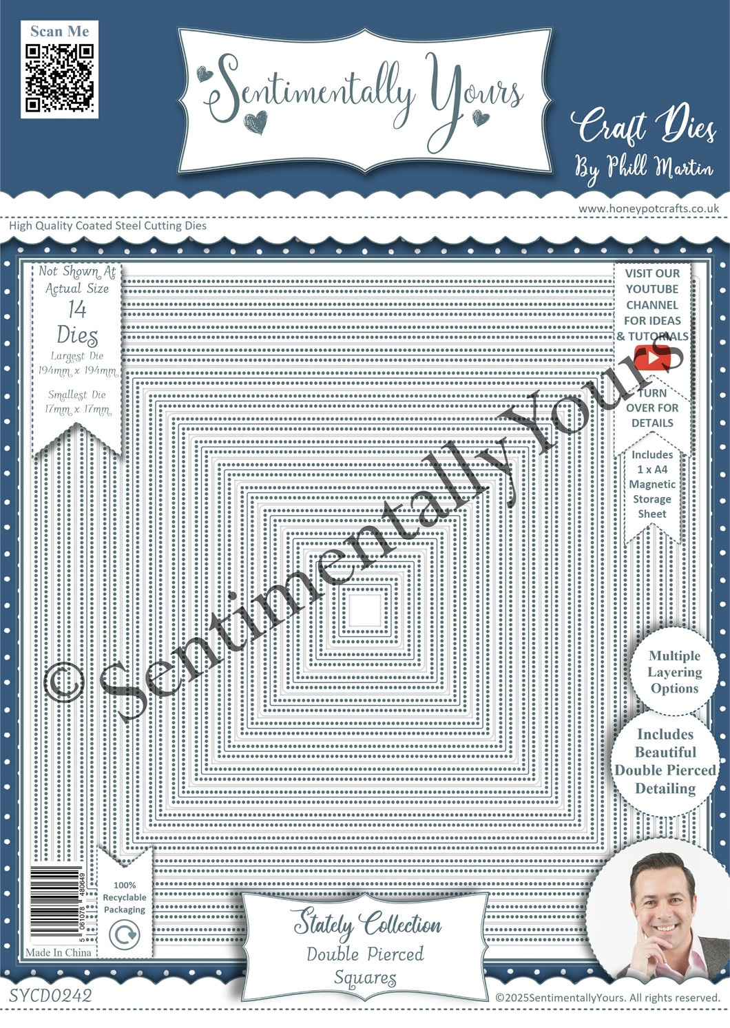 Phill Martin Sentimentally Yours Stately Collection - Double Pierced Squares