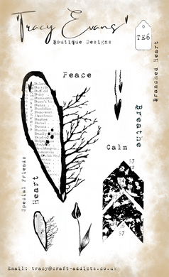 Tracy Evans Boutique Designs A6 Stamp Set TE6 - Branched Heart