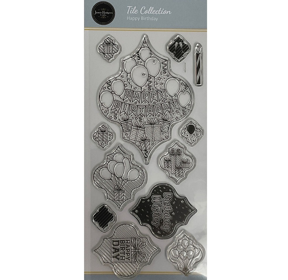 Jamie Rodgers Crafts Tile Collection - Happy Birthday DL Stamp Set