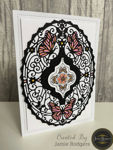 Jamie Rodgers Crafts Background Collection - Elegant Butterfly Oval Die Set