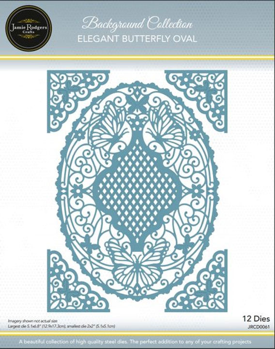 Jamie Rodgers Crafts Background Collection - Elegant Butterfly Oval Die Set