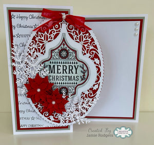 Jamie Rodgers Crafts Background Collection - Elegant Poinsettia Oval