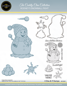 Jamie Rodgers Crafts Cuddly Clan Collection - Rodney's Snowball Fight Stamp & Die Set