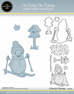 Jamie Rodgers Crafts Cuddly Clan Collection - Rosie's Skiing Adventure Stamp & Die Set
