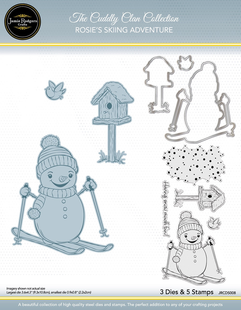 Jamie Rodgers Crafts Cuddly Clan Collection - Rosie's Skiing Adventure Stamp & Die Set