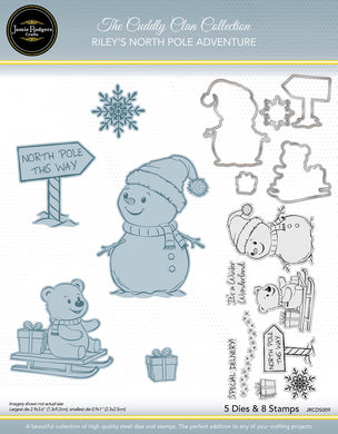 Jamie Rodgers Crafts Cuddly Clan Collection - Riley's North Pole Adventure Stamp & Die Set