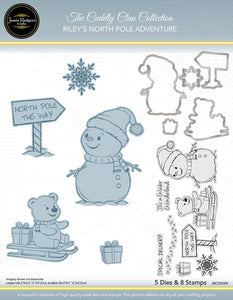 Jamie Rodgers Crafts Cuddly Clan Collection - Riley's North Pole Adventure Stamp & Die Set