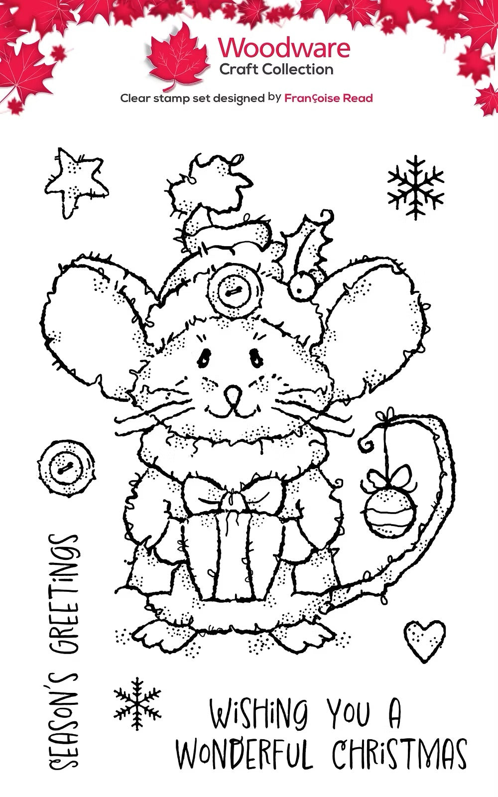 Woodware A6 Clear Stamp Set - Mousy Gift