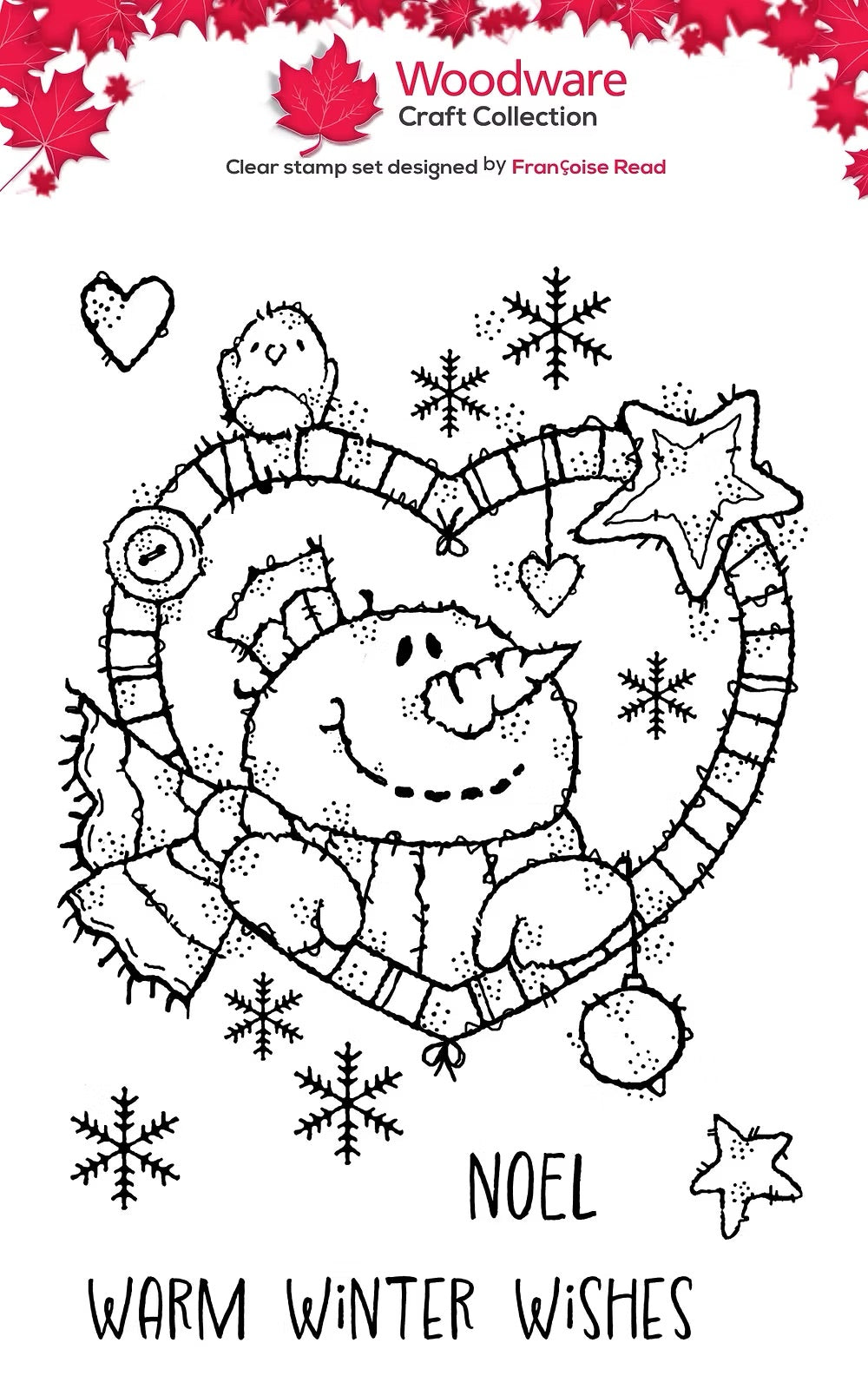 Woodware A6 Clear Stamp Set - Snowman Heart