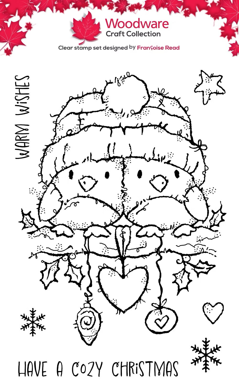 Woodware A6 Clear Stamp Set - Woolly Hat Robins