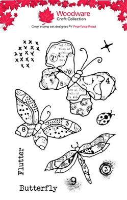 Woodware A6 Clear Stamp Set - Autumn Butterflies