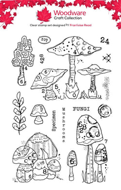 Woodware A5 Clear Stamp Set - Mushrooms