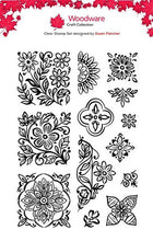 Woodware A6 Clear Stamp Set - Woodblock Impressions