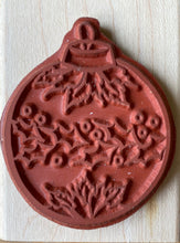 DeNami Design Wood Mounted Red Rubber Stamp - Holly Bauble