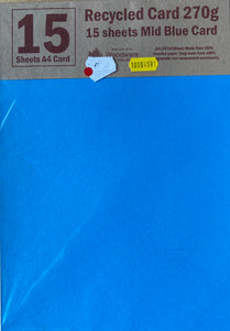 Woodware A4 Recycled Card - Mid Blue