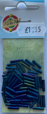 10mm Bugle Beads - Iris Blue