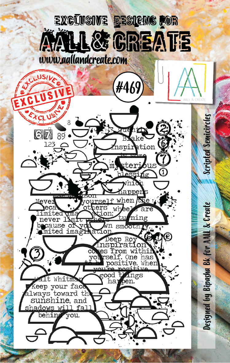 AALL & Create A7 Stamp Set #469 - Scripted Semicircles