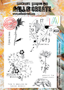 AALL & Create A4 Stamp Set #558 - Clocks & Flowers
