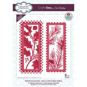 Dies by Sue Wilson - Festive Collection Holly & Pine Floral Panels