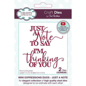 Dies by Sue Wilson - Mini Expressions Duos Just a Note