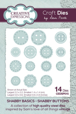 Creative Expressions Sam Poole Shabby Basics Die Set Shabby Buttons