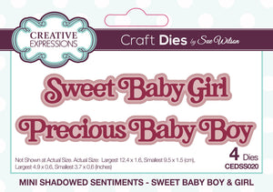 Dies by Sue Wilson Mini Shadowed Sentiments - Sweet Baby Boy & Girl