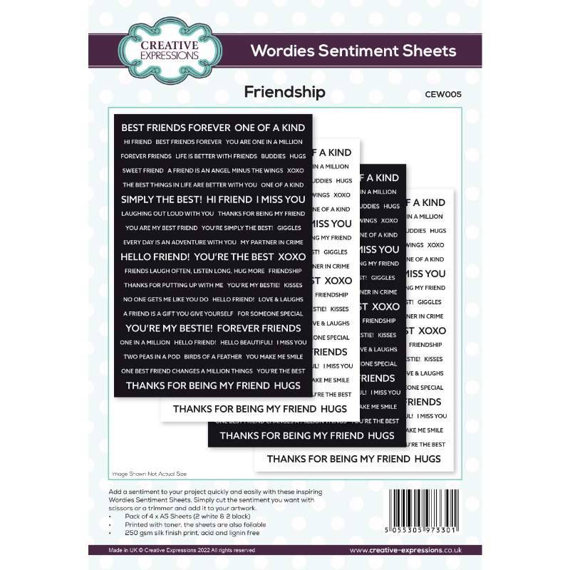 Creative Expressions Wordies Sentiment Sheets – Friendship