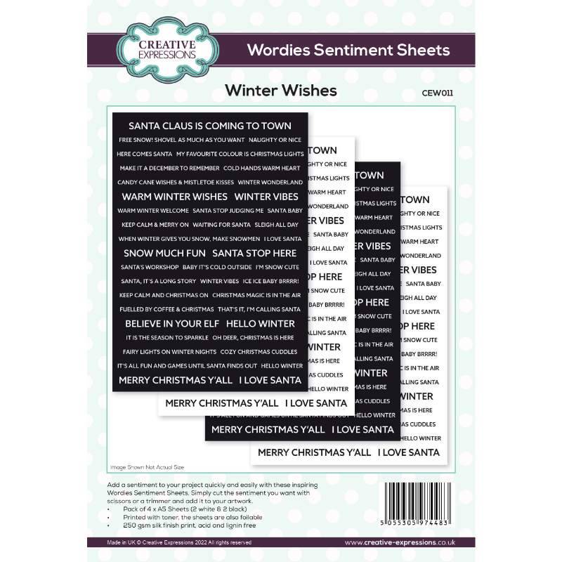 Creative Expressions Wordies Sentiment Sheets – Winter Wishes