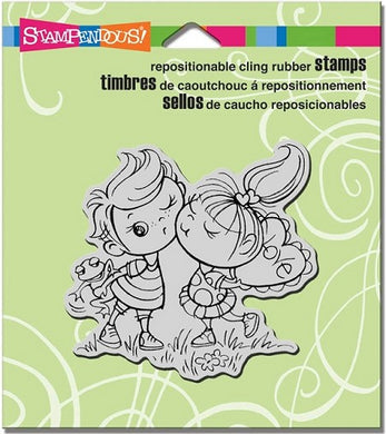 Stampendous Cling Rubber Stamp : Kissin Kiddos