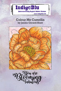 IndigoBlu A6 Red Rubber Stamp - Colour Me Camellia