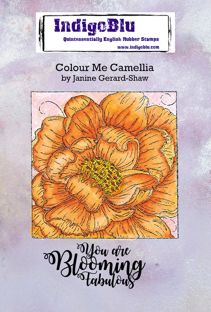 IndigoBlu A6 Red Rubber Stamp Colour Me Camellia