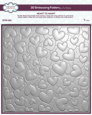 Creative Expressions 8 x 8 3D Embossing Folder - Heart to Heart