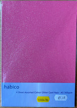Habico 4 Sheets Assorted Glitter Card A5
