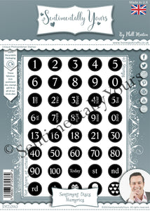 Phill Martin Sentimentally Yours A5 Stamp Set -  Sentiment Discs : Numerics