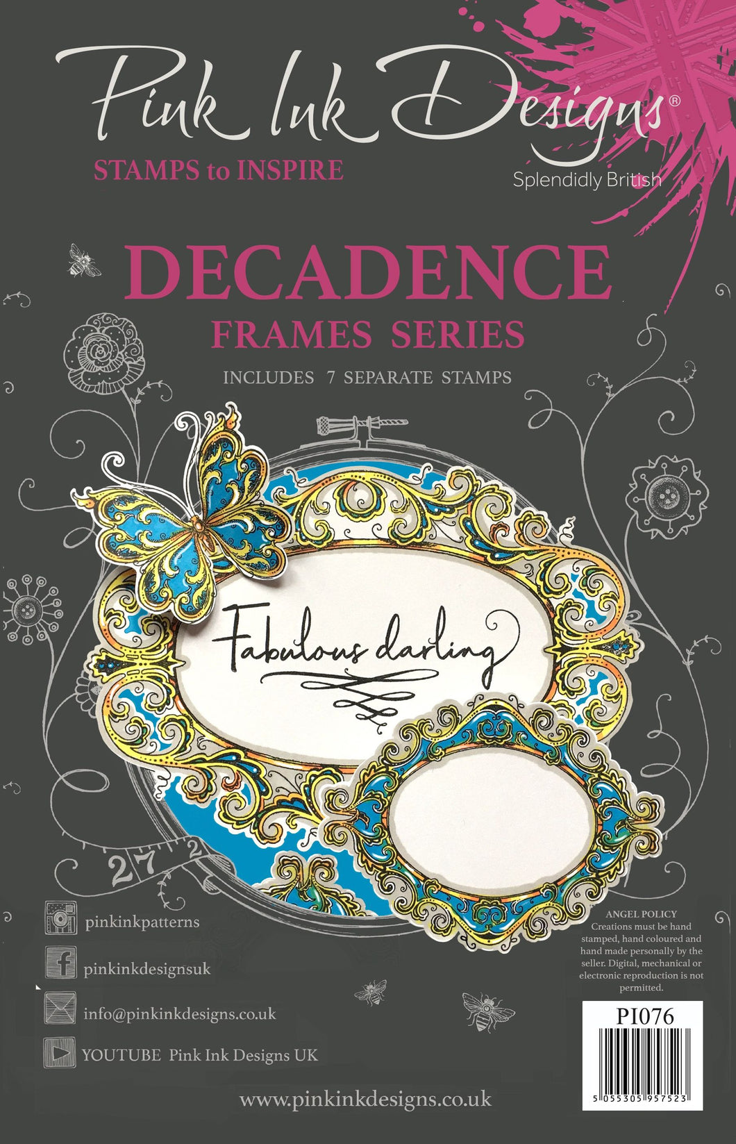 Pink Ink Designs A5 Clear Stamp Set - Frames Collection : Decadence