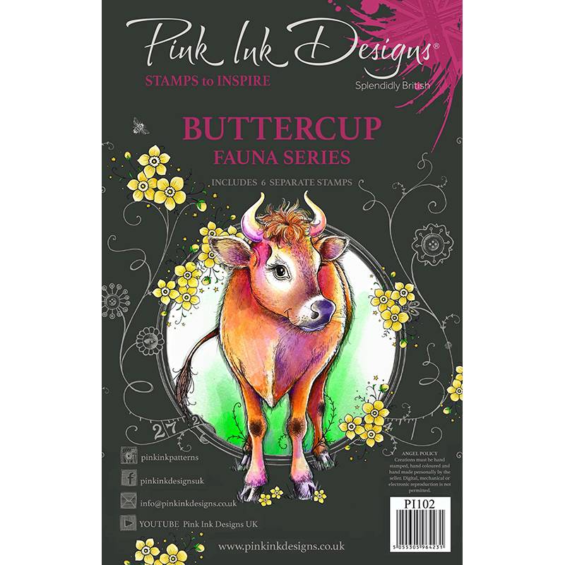Pink Ink Designs A5 Clear Stamp Set - Farmyard Series : Buttercup